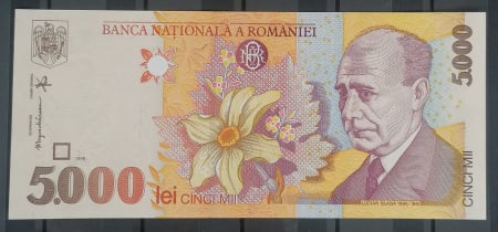 Romania 5000 lei 1998, filigran BNR mare, necirculata [1]