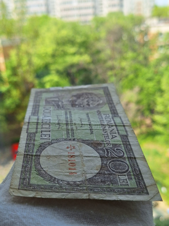 Romania, Ministerul Finantelor, 20 lei 1947-1950, semnaturile lui Alexandrini si Panait Gheorghiu, circulata [8]