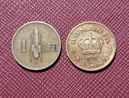 Monede Romania - Romania, moneda 1 leu 1938, Coroana Regala