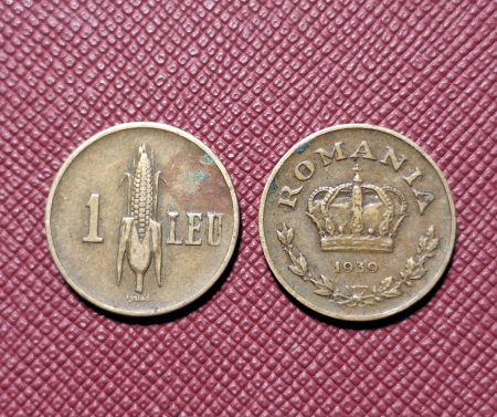 Monede Romania - Romania, moneda 1 leu 1939, Coroana Regala