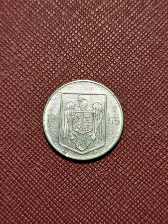 Monede Romania - Romania, moneda 10 lei 1995, cu eroare de batere: depuneri de material