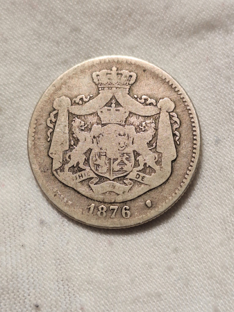 Romania moneda 2 lei 1876 - Regele Carol I, rara [1]