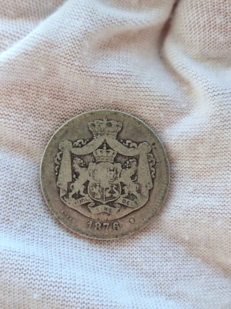 Monede Romania - Romania moneda 2 lei 1876 - Regele Carol I, rara