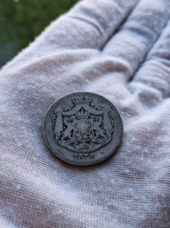 Romania moneda 2 lei 1876 - Regele Carol I, rara [2]