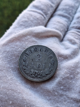 Romania moneda 2 lei 1876 - Regele Carol I, rara [3]