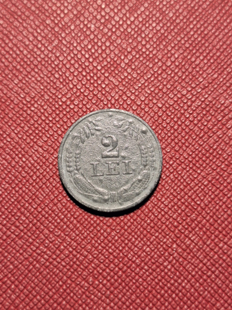 Romania, moneda 2 lei 1941, cu eroare de batere [1]