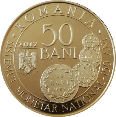 Romania, moneda 50 Bani 2017 proof, Carol I, 150 ani de la primul sistem monetar [3]