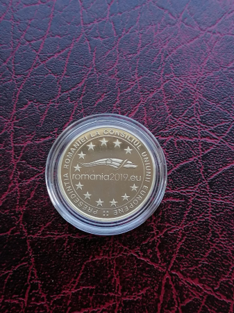 Monede - Romania, moneda 50 Bani 2019 proof, Președinția Consiliului Uniunii Europene
