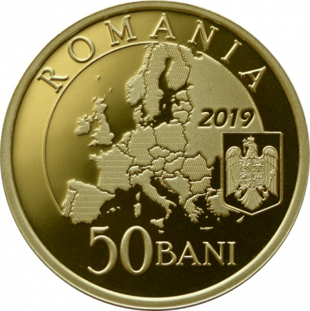 Romania, moneda 50 Bani 2019 proof, Președinția Consiliului Uniunii Europene [3]