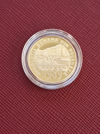 Romania, moneda 50 Bani 2019 proof, Revolutia Romana, incapsulata [3]