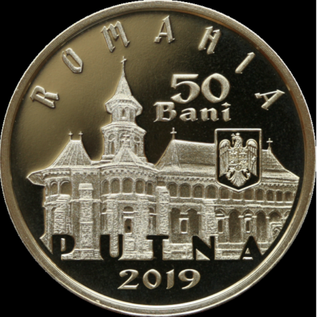 Romania, moneda 50 Bani 2019 proof, Stefan cel Mare, 550 ani de la sfintirea Manastirii Putna [1]
