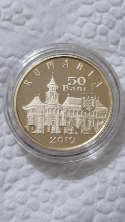 Romania, moneda 50 Bani 2019 proof, Stefan cel Mare, 550 ani de la sfintirea Manastirii Putna [1]