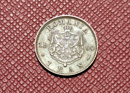 Romania, Regat, 1 Ban 1900, Regele Carol I, eroare batere: surplus material pe avers [1]