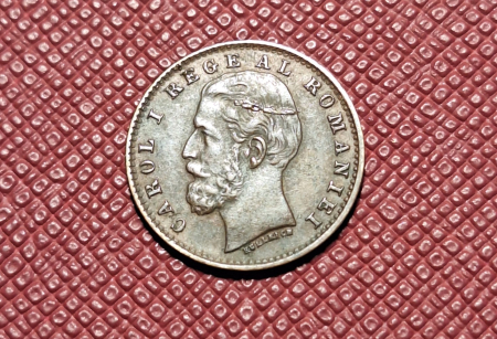 Monede - Romania, Regat, 1 Ban 1900, Regele Carol I, eroare batere: surplus material pe avers