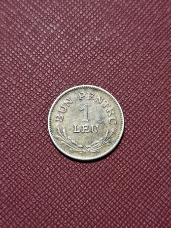 Monede Romania - Romania, Regat, 1 Leu 1924, monetaria Bruxelles, Regele Ferdinand I