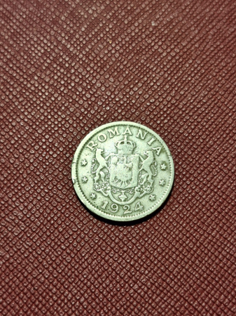 Romania, Regat, 1 Leu 1924, monetaria Poissy, Regele Ferdinand I [1]