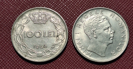 Monede - Romania, Regat, 100 lei 1944, Regele Mihai I