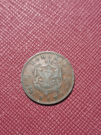 Romania, Regat, 2 Bani 1900, Regele Carol I, usor turtita [1]