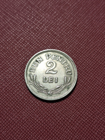 Monede Romania - Romania, Regat, 2 Lei 1924, monetaria Bruxelles, Regele Ferdinand I