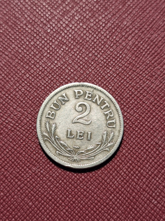 Monede Romania - Romania, Regat, 2 Lei 1924, monetaria Poissy, Regele Ferdinand I