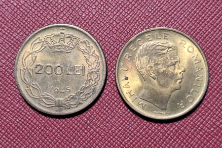 Monede - Romania, Regat, 200 lei 1945, Regele Mihai I