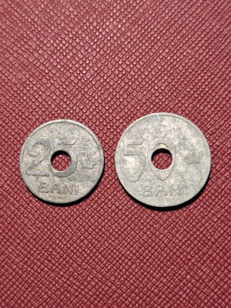 Monede Romania - Romania, Regat, 25 Bani + 50 bani 1921, Regele Ferdinand I