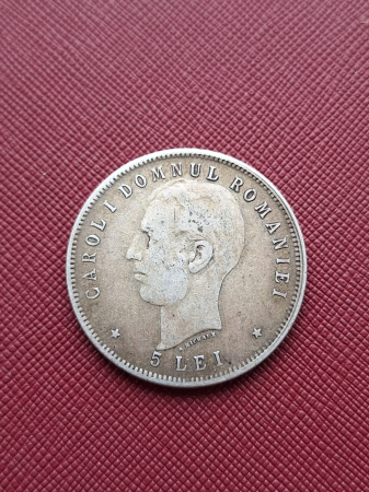 Romania, Regat, 5 Lei 1906, moneda rara, Regele Carol I [1]