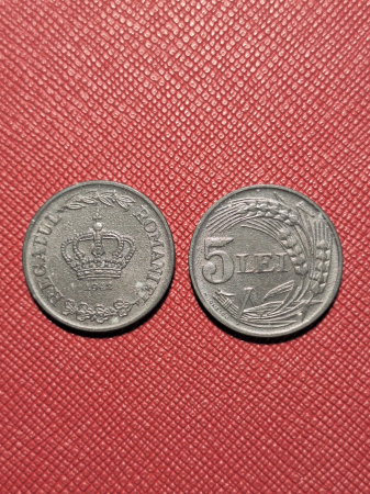 Monede Romania - Romania, Regat, 5 lei 1942, Coroana Regala, stare foarte buna