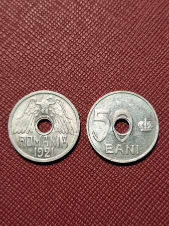 Monede Romania - Romania, Regat, 50 bani 1921, Regele Ferdinand I, stare foarte buna