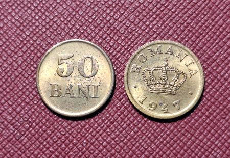 Monede Romania - Romania, Regat, 50 Bani 1947, Regele Mihai I