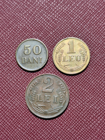 Romania, Regele Mihai I, lot 3 monede: 50 bani, 1 leu, 2 lei 1947 (cu batere dubla) [1]