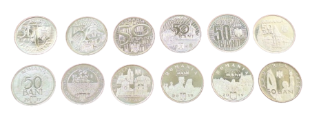 Romania, set 12 monede comemorative 50 bani 2010-2019, necirculate [3]