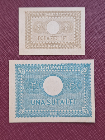 Romania, set 20 Lei + 100 Lei 1945, Regele Mihai, UNC- [1]