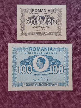 Romania, set 20 Lei + 100 Lei 1945, Regele Mihai, UNC- [0]