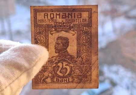 Romania, set 3 bancnote: 10 Bani, 25 Bani, 50 Bani 1917, Regele Ferdinand I [4]