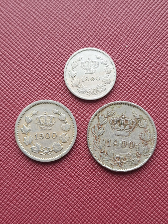 Romania, Set 3 monede: 5 Bani, 10 Bani, 20 Bani 1900, rare [1]