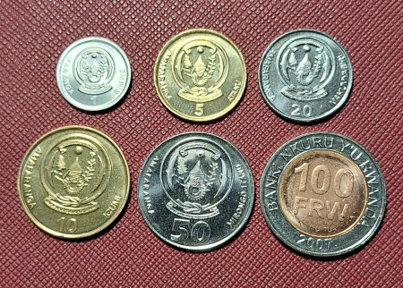 Rwanda set 6 monede: 1 5 10 20 50 100 Franci 2003 2009-2011, UNC [1]