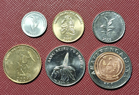 Monede - Rwanda set 6 monede: 1 5 10 20 50 100 Franci 2003 2009-2011, UNC