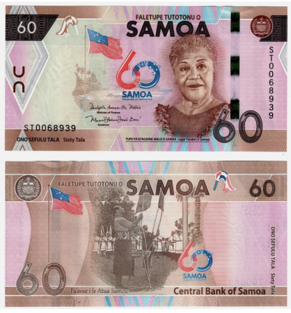Bancnote Australia si Oceania - Samoa 60 Tala 2023, aniversara: 60 ani de Independenta, UNC