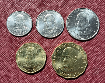 Samoa set 5 monede: 10 20 50 Seniti 1 2 Tala 2011, UNC [1]