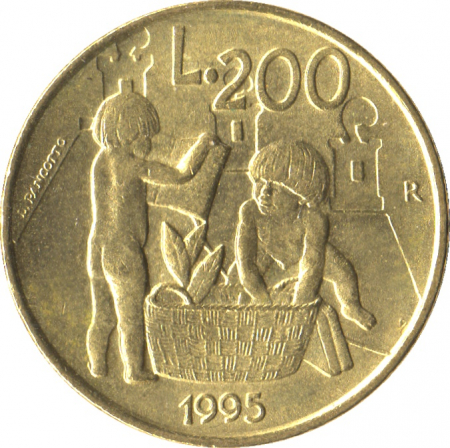 San Marino 200 lire 1995, Copii, stare foarte buna [0]