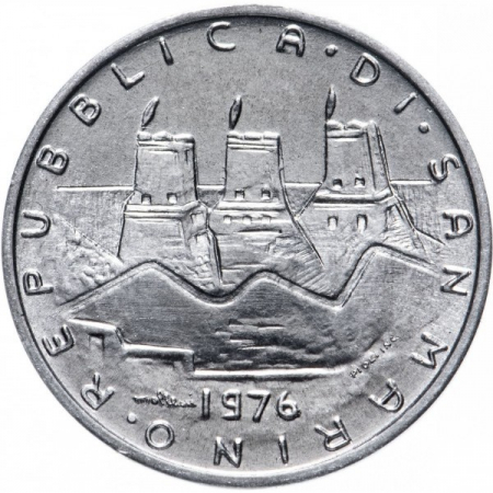 San Marino 5 Lira 1976 FAO; oameni, necirculata [1]