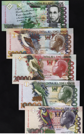 Bancnote Africa - Sao Tome si Principe 5000 + 10000 + 20000 + 50000 + 100000 dobras 2013, UNC