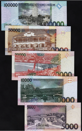 Sao Tome si Principe 5000 + 10000 + 20000 + 50000 + 100000 dobras 2013, UNC [1]