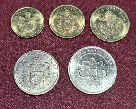 Serbia set 6 monede 2003-2016: 1,2,5,10,20 Dinari,  Atractii Turistice, UNC [1]