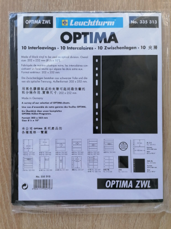 Folii pentru stocare bancnote, la pachet - Set 10 separatoare negre, PVC, pentru folii din gama Optima, format 20x25 cm