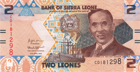 Bancnote Africa - SIERRA LEONE 2 leones 2022, necirculata