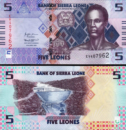 Bancnote Africa - Sierra Leone, 5 Leones (noi) 2022, necirculata