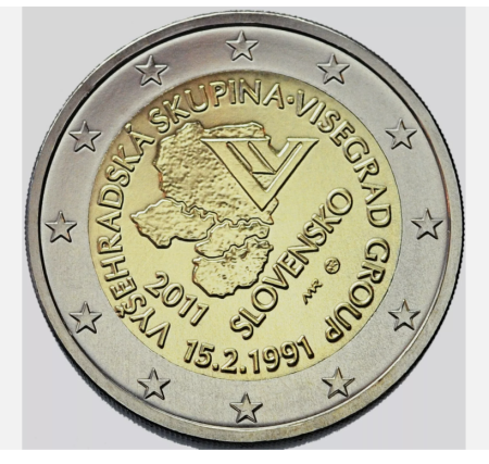 Monede Euro, Eurocenti - Slovacia 2 euro 2011, A 20-a aniversare a Grupului de la Vișegrad, UNC