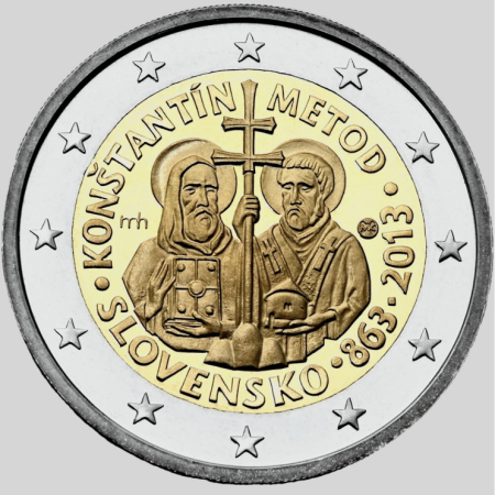 Monede Euro, Eurocenti - Slovacia 2 euro 2013, Sfinții Chiril și Metodiu, UNC